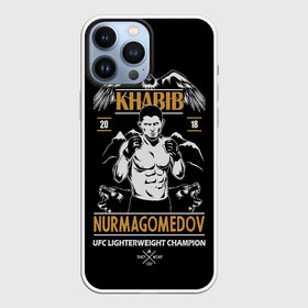 Чехол для iPhone 13 Pro Max с принтом Хабиб Нурмагомедов в Рязани,  |  | art | champion | dogs | drawing | eagle | fighter | khabib | khabib nurmagomedov | mountains | ufc | арт | боец | горы | орел | рисунок | собаки | хабиб | хабиб нурмагомедов | чемпион