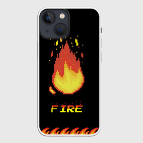 Чехол для iPhone 13 mini с принтом FIRE в Рязани,  |  | fire | pixel art | арт | огонь | пиксель