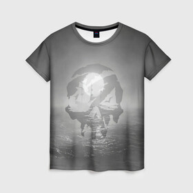 Женская футболка 3D с принтом Пираты в море в Рязани, 100% полиэфир ( синтетическое хлопкоподобное полотно) | прямой крой, круглый вырез горловины, длина до линии бедер | game | games | pirate | sea of thieves | sot | игра | игры | корабли | корабль | кракен | майкрософт | море | море воров | моря | пираты