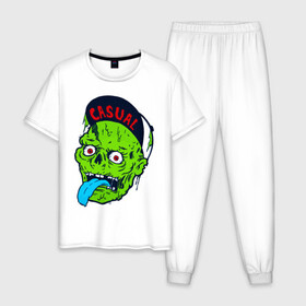 Мужская пижама хлопок с принтом Zombie casual в Рязани, 100% хлопок | брюки и футболка прямого кроя, без карманов, на брюках мягкая резинка на поясе и по низу штанин
 | bmx | зомби | скейтер | урбан