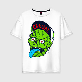 Женская футболка хлопок Oversize с принтом Zombie casual в Рязани, 100% хлопок | свободный крой, круглый ворот, спущенный рукав, длина до линии бедер
 | bmx | зомби | скейтер | урбан