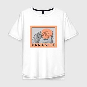 Мужская футболка хлопок Oversize с принтом Parasite в Рязани, 100% хлопок | свободный крой, круглый ворот, “спинка” длиннее передней части | bong joon ho | korea | parasite | актер | драма | канны | кино | комедия | корея | оскар | паразиты | пон чжун хо | режиссер | семья | триллер