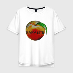 Мужская футболка хлопок Oversize с принтом Parasite Peach в Рязани, 100% хлопок | свободный крой, круглый ворот, “спинка” длиннее передней части | bong joon ho | korea | parasite | актер | драма | канны | кино | комедия | корея | оскар | паразиты | пон чжун хо | режиссер | семья | триллер