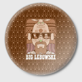 Значок с принтом The Big Lebowski в Рязани,  металл | круглая форма, металлическая застежка в виде булавки | Тематика изображения на принте: donny | dude | jeff bridges | the big lebowski | walter sobchak | большой лебовский | боулинг | вальтер собчак | джефф бриджес | донни | заяц | кегли | кролик | фильм | чувак