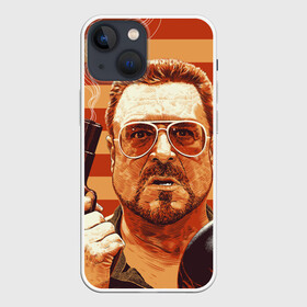 Чехол для iPhone 13 mini с принтом Walter Sobchak в Рязани,  |  | dude | jeff bridges | the big lebowski | walter sobchak | большой лебовский | боулинг | вальтер собчак | джефф бриджес | пистолет | фильм | чувак | шар