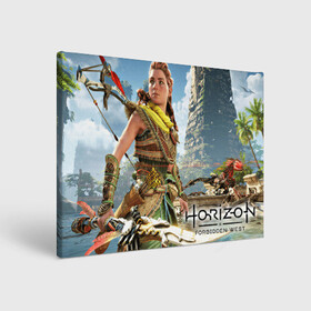 Холст прямоугольный с принтом Horizon Forbidden West в Рязани, 100% ПВХ |  | aloy | dawn | forbidden | horizon | west | zero | вест | нора | племя | форбидден | хорайзен | хоризон | элой