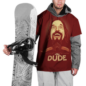 Накидка на куртку 3D с принтом The Dude в Рязани, 100% полиэстер |  | dude | jeff bridges | the big lebowski | большой лебовский | боулинг | джефф бриджес | кегли | чувак | шар