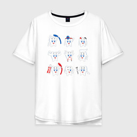Мужская футболка хлопок Oversize с принтом Зубная профилактика в Рязани, 100% хлопок | свободный крой, круглый ворот, “спинка” длиннее передней части | дантист | зубы | иллюстрация | лечение | стикеры