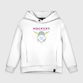 Детское худи Oversize хлопок с принтом HACKERS / ХАКЕРЫ в Рязани, френч-терри — 70% хлопок, 30% полиэстер. Мягкий теплый начес внутри —100% хлопок | боковые карманы, эластичные манжеты и нижняя кромка, капюшон на магнитной кнопке | hacker | гроза | капюшон | компьютер | молнии | пк | программист | хакер | хакинг