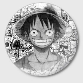 Значок с принтом Луфи улыбается one piece в Рязани,  металл | круглая форма, металлическая застежка в виде булавки | anime | luffy | one piece | zoro | аниме | большой куш | ван пис | вон пис | зоро | луфи | луффи | пират | пираты | ророна