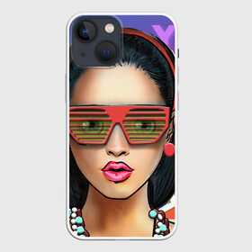 Чехол для iPhone 13 mini с принтом СтильНая Девушка в Рязани,  |  | губы | девушка | очки значки | социальные сети | стиль | стильная девушка