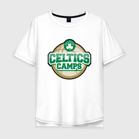 Мужская футболка хлопок Oversize с принтом Celtics Camps в Рязани, 100% хлопок | свободный крой, круглый ворот, “спинка” длиннее передней части | Тематика изображения на принте: basketball | boston | celtics | game | nba | sport | streetball | баскетбол | баскетболист | бостон | игра | игрок | мяч | нба | селтикс | спорт | стритбол | тренер