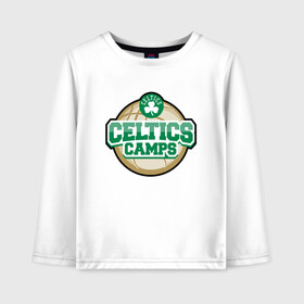 Детский лонгслив хлопок с принтом Celtics Camps в Рязани, 100% хлопок | круглый вырез горловины, полуприлегающий силуэт, длина до линии бедер | basketball | boston | celtics | game | nba | sport | streetball | баскетбол | баскетболист | бостон | игра | игрок | мяч | нба | селтикс | спорт | стритбол | тренер