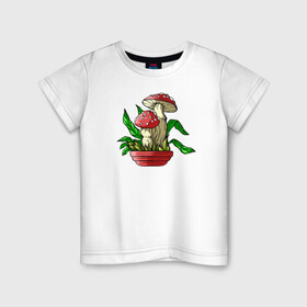 Детская футболка хлопок с принтом Мой гриб в Рязани, 100% хлопок | круглый вырез горловины, полуприлегающий силуэт, длина до линии бедер | Тематика изображения на принте: art | горшок | гриб | иллюстрация | мухомор