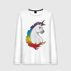 Мужской лонгслив хлопок с принтом  Единорог в Рязани, 100% хлопок |  | angry unicorn | harsh unicorn | rainbow unicorn | unicorn | единорог | злой единорог | радужный единорог | суровый единорог