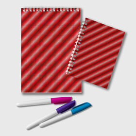 Блокнот с принтом Текстура в стиле пиксель-арт в Рязани, 100% бумага | 48 листов, плотность листов — 60 г/м2, плотность картонной обложки — 250 г/м2. Листы скреплены удобной пружинной спиралью. Цвет линий — светло-серый
 | abstract pattern | geometric ornament | mosaic | pixel art | red color | texture | абстрактный узор | геометрический орнамент | красный цвет | мозаика | пиксель арт | текстура