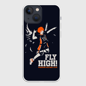 Чехол для iPhone 13 mini с принтом fly high Шоё Хината Haikyuu в Рязани,  |  | 10 номер | anime | haikyu | haikyuu | hinata shoyo | karasuno | manga | аниме | волейбол | волейбольный клуб | иероглифы | карасуно | лети высоко | лого | манга | надпись | прыжок | старшая школа | хаику | хаикую