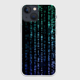 Чехол для iPhone 13 mini с принтом Матрица 3D в Рязани,  |  | абстракция | буквы | знаки | иллюстрация | искусство | культура | матрица | символы | текстура | цифры