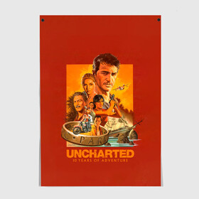 Постер с принтом 10 years Uncharted в Рязани, 100% бумага
 | бумага, плотность 150 мг. Матовая, но за счет высокого коэффициента гладкости имеет небольшой блеск и дает на свету блики, но в отличии от глянцевой бумаги не покрыта лаком | game | games | uncharted | анчартед | дрейк | игра | игры | натан | нейтан