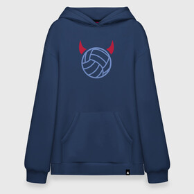 Худи SuperOversize хлопок с принтом Volleyball Devil в Рязани, 70% хлопок, 30% полиэстер, мягкий начес внутри | карман-кенгуру, эластичная резинка на манжетах и по нижней кромке, двухслойный капюшон
 | ball | beach | game | sport | volley | volleyball | волейбол | волейболист | волейболистка | гол | игра | игрок | мяч | площадка | пляж | пляжный | победа | сетка | спорт | тренер | чемпион