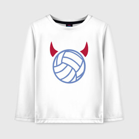 Детский лонгслив хлопок с принтом Volleyball Devil в Рязани, 100% хлопок | круглый вырез горловины, полуприлегающий силуэт, длина до линии бедер | ball | beach | game | sport | volley | volleyball | волейбол | волейболист | волейболистка | гол | игра | игрок | мяч | площадка | пляж | пляжный | победа | сетка | спорт | тренер | чемпион