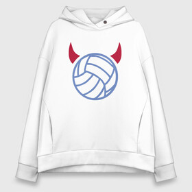 Женское худи Oversize хлопок с принтом Volleyball Devil в Рязани, френч-терри — 70% хлопок, 30% полиэстер. Мягкий теплый начес внутри —100% хлопок | боковые карманы, эластичные манжеты и нижняя кромка, капюшон на магнитной кнопке | Тематика изображения на принте: ball | beach | game | sport | volley | volleyball | волейбол | волейболист | волейболистка | гол | игра | игрок | мяч | площадка | пляж | пляжный | победа | сетка | спорт | тренер | чемпион