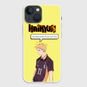 Чехол для iPhone 13 mini с принтом Кей Цукишима | Haikyuu в Рязани,  |  | 11 номер | anime | haikyu | haikyuu | manga | аниме | волейбол | волейбольный клуб | карасуно | кей цукишима | котаро бокуто | манга | обычный парень | очкарик | тендо | умный блокирующий цукки | хаику | хаикую