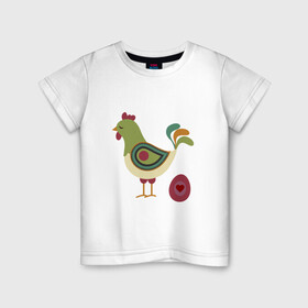 Детская футболка хлопок с принтом Птица с яйцом и сердцем  в Рязани, 100% хлопок | круглый вырез горловины, полуприлегающий силуэт, длина до линии бедер | аннотация | животных | картинки | курица | популярные | птица | сердце | яйцо