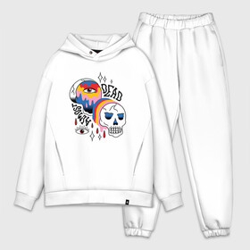 Мужской костюм хлопок OVERSIZE с принтом Trippy Almost Dead Skull Тату в Рязани,  |  | death | demon | eye | fashion | grim | halloween | horror | paint | reaper | soul | souls | tattoo | глаз | демон | душ | душа | жнец | краска | мистика | мода | мрачный | почти мёртв | радуга | скелеты | смайлик | собиратель | ужасы |