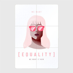 Магнитный плакат 2Х3 с принтом Феминистка в Рязани, Полимерный материал с магнитным слоем | 6 деталей размером 9*9 см | Тематика изображения на принте: девушка в очках | девушка с розовыми волосами | иллюстрация девушки | феминистка