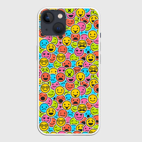 Чехол для iPhone 13 с принтом Смайлики в Рязани,  |  | emoji | emoticons | smile | знак | колобок | позитив | рожица | символ | смайл | смайлики | улыбка | эмодзи