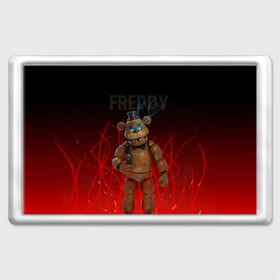 Магнит 45*70 с принтом FNAF FREDDY в Рязани, Пластик | Размер: 78*52 мм; Размер печати: 70*45 | игры | искры | красный | стиль | фнаф | фредди