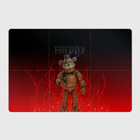 Магнитный плакат 3Х2 с принтом FNAF FREDDY в Рязани, Полимерный материал с магнитным слоем | 6 деталей размером 9*9 см | игры | искры | красный | стиль | фнаф | фредди