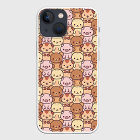 Чехол для iPhone 13 mini с принтом Animals в Рязани,  |  | animals | background | bears | cats | dogs | pattern | pig | seals | животные | котики | коты | медведи | мишки | паттерн | поросенок | свинка | свинья | собаки | собачки | фон