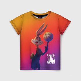 Детская футболка 3D с принтом Space Jam 2 Багз Банни в Рязани, 100% гипоаллергенный полиэфир | прямой крой, круглый вырез горловины, длина до линии бедер, чуть спущенное плечо, ткань немного тянется | bugs bunny | space jam | space jam 2 | space jam a new legacy | vdzabma | багз банни | космический джем | космический джем 2 | космический джем: новое поколение