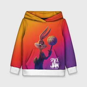 Детская толстовка 3D с принтом Space Jam 2 Багз Банни в Рязани, 100% полиэстер | двухслойный капюшон со шнурком для регулировки, мягкие манжеты на рукавах и по низу толстовки, спереди карман-кенгуру с мягким внутренним слоем | Тематика изображения на принте: bugs bunny | space jam | space jam 2 | space jam a new legacy | vdzabma | багз банни | космический джем | космический джем 2 | космический джем: новое поколение