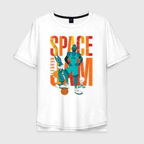 Мужская футболка хлопок Oversize с принтом Space Jam Lebron в Рязани, 100% хлопок | свободный крой, круглый ворот, “спинка” длиннее передней части | bugs bunny | lebron james | space jam | space jam 2 | space jam a new legacy | tweety | vdzabma | багз банни | космический джем | космический джем 2 | космический джем: новое поколение | леброн джеймс | твити