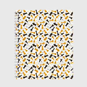 Тетрадь с принтом Шахматные Фигуры в Рязани, 100% бумага | 48 листов, плотность листов — 60 г/м2, плотность картонной обложки — 250 г/м2. Листы скреплены сбоку удобной пружинной спиралью. Уголки страниц и обложки скругленные. Цвет линий — светло-серый
 | Тематика изображения на принте: chess | игра | король | ладья | математика | пешка | ферзь | чёрно белые | шах и мат | шахматист | шахматная доска | шахматные фигуры | шахматы