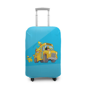 Чехол для чемодана 3D с принтом Автобус в Неверленд в Рязани, 86% полиэфир, 14% спандекс | двустороннее нанесение принта, прорези для ручек и колес | bart | gomer | liza | simpsons | the simpson | барт | гомер | лиза | мульт | мультфильм | симпсоны