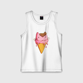 Детская майка хлопок с принтом Cat Ice Cream в Рязани,  |  | animal | cat | cute | ice cream | kitty | meow | друг | еда | животные | киска | кися | китти | кот | котенок | котик | котэ | кошечка | кошка | мороженое | мур | мяу | питомец