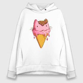 Женское худи Oversize хлопок с принтом Cat Ice Cream в Рязани, френч-терри — 70% хлопок, 30% полиэстер. Мягкий теплый начес внутри —100% хлопок | боковые карманы, эластичные манжеты и нижняя кромка, капюшон на магнитной кнопке | animal | cat | cute | ice cream | kitty | meow | друг | еда | животные | киска | кися | китти | кот | котенок | котик | котэ | кошечка | кошка | мороженое | мур | мяу | питомец