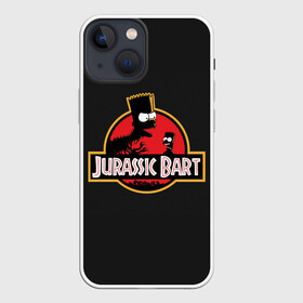 Чехол для iPhone 13 mini с принтом Jurassic Bart в Рязани,  |  | Тематика изображения на принте: bart | dinosour | simpsons | the simpson | барт | динозавр | мульт | мультфильм | парк юрского периода | симпсоны