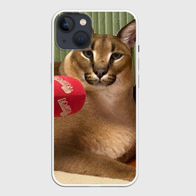 Чехол для iPhone 13 с принтом Шлёпа в Рязани,  |  | Тематика изображения на принте: floppa | большой | военный | каракал | кот | преступник | русский | шлёпа