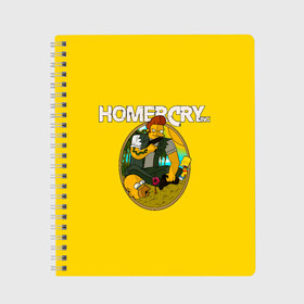 Тетрадь с принтом Homer Cry в Рязани, 100% бумага | 48 листов, плотность листов — 60 г/м2, плотность картонной обложки — 250 г/м2. Листы скреплены сбоку удобной пружинной спиралью. Уголки страниц и обложки скругленные. Цвет линий — светло-серый
 | far cry | farcray | gomer | homer | simpsons | the simpson | гомер | мульт | мультфильм | симпсоны | фар край