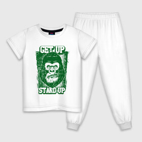 Детская пижама хлопок с принтом Get Up - Stand Up в Рязани, 100% хлопок |  брюки и футболка прямого кроя, без карманов, на брюках мягкая резинка на поясе и по низу штанин
 | bob marley | get up | get up stand up | gorilla | stand up | боб марли | вставай | горилла | обезьяна