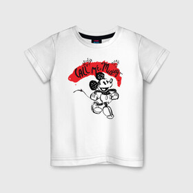 Детская футболка хлопок с принтом call me mickey в Рязани, 100% хлопок | круглый вырез горловины, полуприлегающий силуэт, длина до линии бедер | disney | mickey mouse | дисней | микки маус