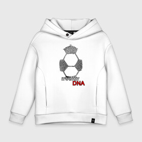 Детское худи Oversize хлопок с принтом FOOTBALL IN MY DNA в Рязани, френч-терри — 70% хлопок, 30% полиэстер. Мягкий теплый начес внутри —100% хлопок | боковые карманы, эластичные манжеты и нижняя кромка, капюшон на магнитной кнопке | Тематика изображения на принте: art | dna | football | game | hand | play | soccer | sport | гены | днк | игра | игрок | кровь | отпечаток | рисунок | спорт | футбол | футболист