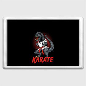 Магнит 45*70 с принтом KARATE T-REX в Рязани, Пластик | Размер: 78*52 мм; Размер печати: 70*45 | Тематика изображения на принте: animal | dinosaur | fight | fighter | hunter | karate | red | sport | strong | t rex | боец | бои | динозавр | карате | сила | спорт | тиранозавр | хищник