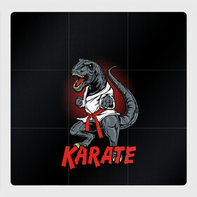 Магнитный плакат 3Х3 с принтом KARATE T-REX в Рязани, Полимерный материал с магнитным слоем | 9 деталей размером 9*9 см | animal | dinosaur | fight | fighter | hunter | karate | red | sport | strong | t rex | боец | бои | динозавр | карате | сила | спорт | тиранозавр | хищник