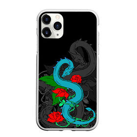 Чехол для iPhone 11 Pro матовый с принтом Дракон и Розы в Рязани, Силикон |  | dragon | rose | дракон | животные | змея | монстр | природа | растения | розы | узор | цветы